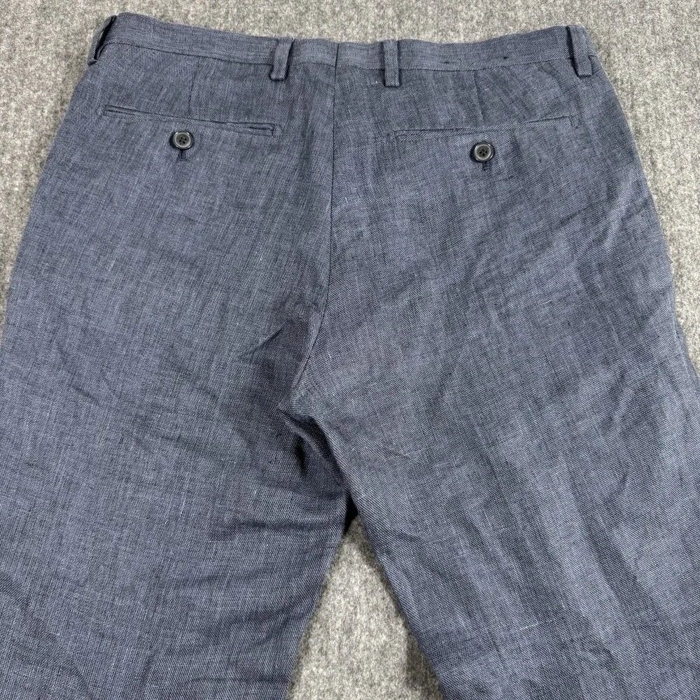 Banana Republic Men's Linen Pants 31x30 Modern Slim Fit Blue Dress Trousers